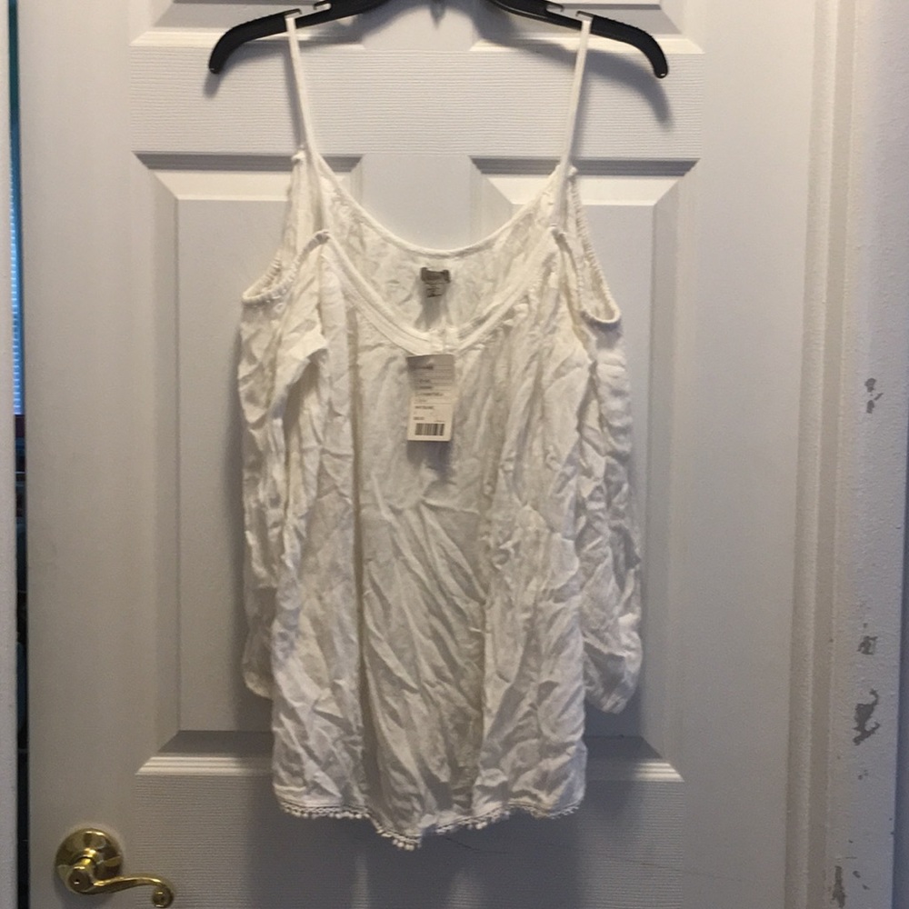 Cold-shoulder white top